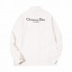 P285 Di0r 2023 SS SpringSummer new plain knit long sleeve jacket. Tailored beige cotton fabric, full body dashed stripes design, engraved hardware buttons, small brand letters embroidered on the front chest, echoing the 