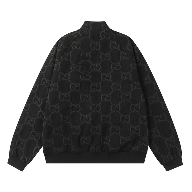 490 GUCCI Gucci 23SSGG full print canvas stand plus cotton jacket jacket men and women with the same models   high version of the YB custom jacquard fabric, the face fabric for the double G rough spun original color, the