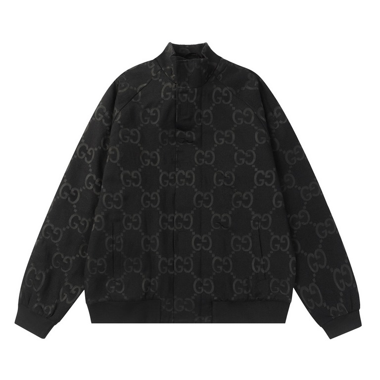 490 GUCCI Gucci 23SSGG full print canvas stand plus cotton jacket jacket men and women with the same models   high version of the YB custom jacquard fabric, the face fabric for the double G rough spun original color, the