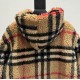 385 Burberry Burberry Check Teddy Bear Lamb Wool Hooded JacketSIZE XSSML