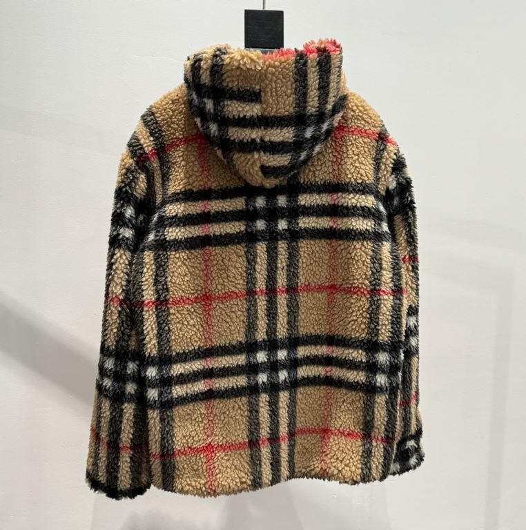 385 Burberry Burberry Check Teddy Bear Lamb Wool Hooded JacketSIZE XSSML