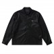 P333 PRAD New Black Lambskin Shirt Jacket Full size shipping now. Customized imported soft sheepskin material. Customized black triangle label. Customized placket zipper. Customized 20mm pull horn button. Customized 15mm