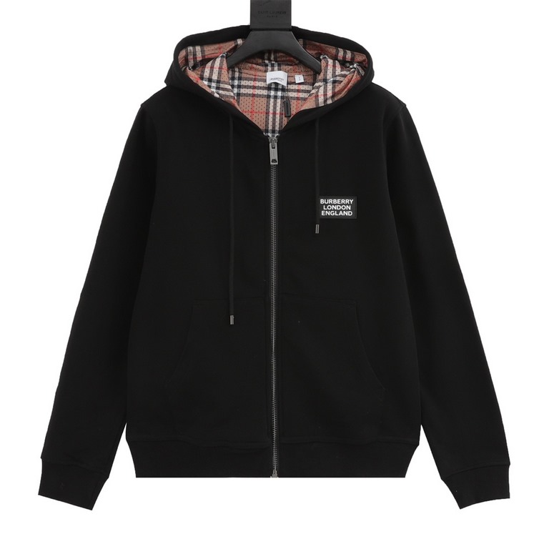 Next day shipping  370 (support put in store)BurberryBurberry Chest Logo Plaid Hooded Zip Hooded SweatshirtOriginally developed in 380gbbr exclusive custom terry sweatshirt fabric. With a contrasting facecloth plaid hood