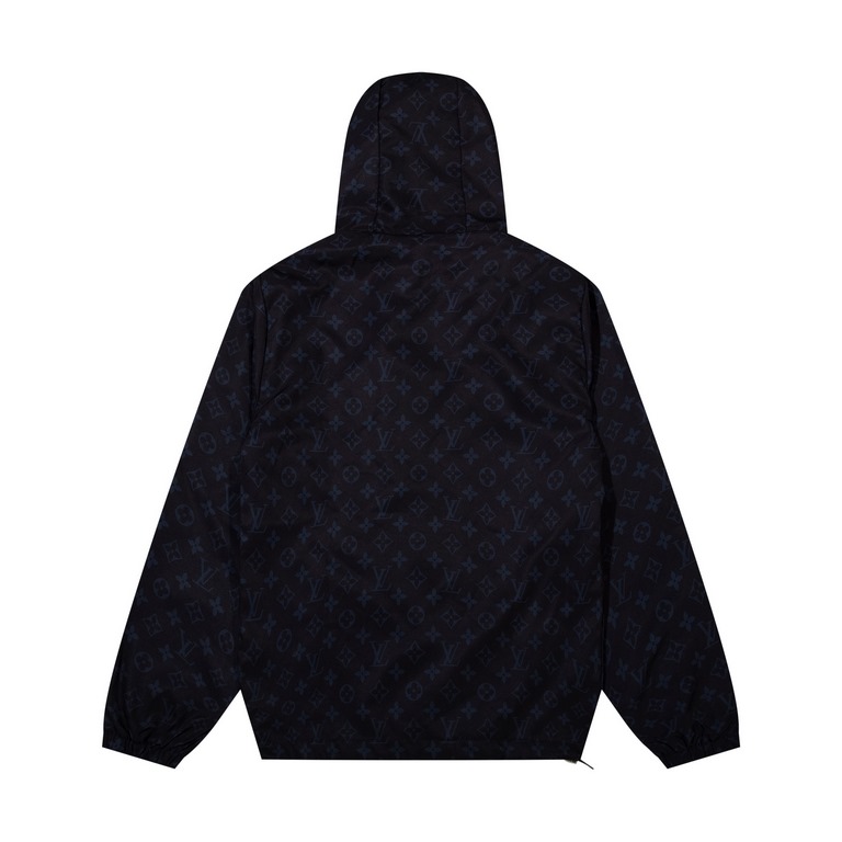 P260LV Louis Vuitton 24ss new explosive jacket men and women with the same hooded jacket Customized accessories High-quality fabric wearing comfortable and breathable Full print Logo details craft designColor blackSize M