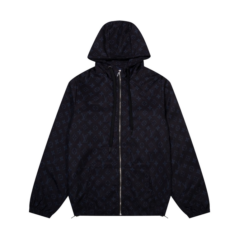 P260LV Louis Vuitton 24ss new explosive jacket men and women with the same hooded jacket Customized accessories High-quality fabric wearing comfortable and breathable Full print Logo details craft designColor blackSize M