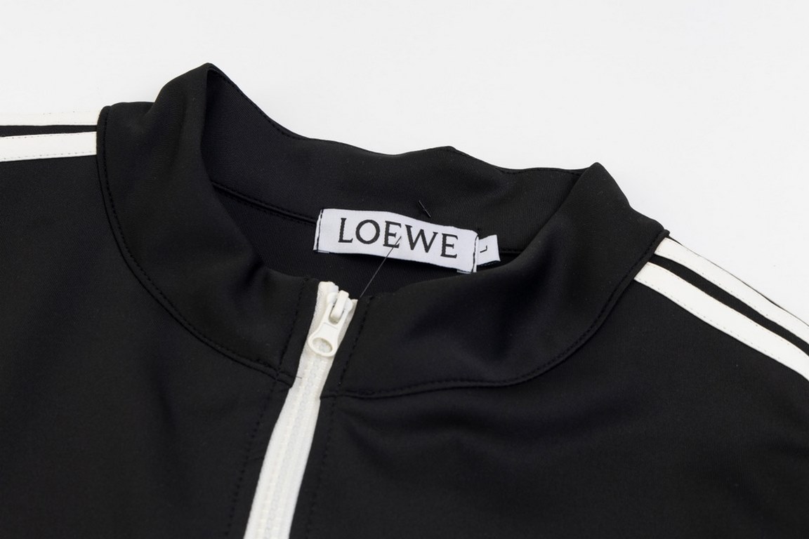 235Model No AB08LOEWE Loewe Fall New Heavy Embroidery Stripe Logo Standing Collar Loose Jacket CoatLIMITED SALE  ｜Super shape  ｜Men's and women's same model  Selected drape first-class composite double Korean silk high-g