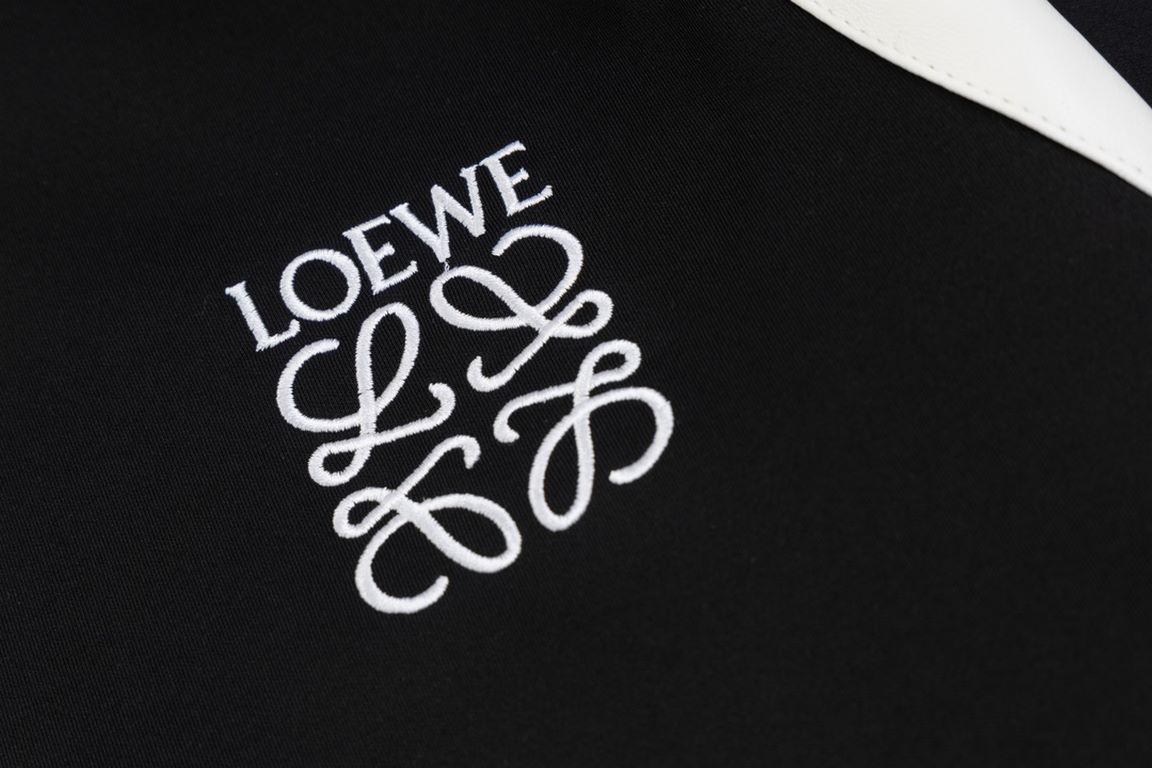 235Model No AB08LOEWE Loewe Fall New Heavy Embroidery Stripe Logo Standing Collar Loose Jacket CoatLIMITED SALE  ｜Super shape  ｜Men's and women's same model  Selected drape first-class composite double Korean silk high-g