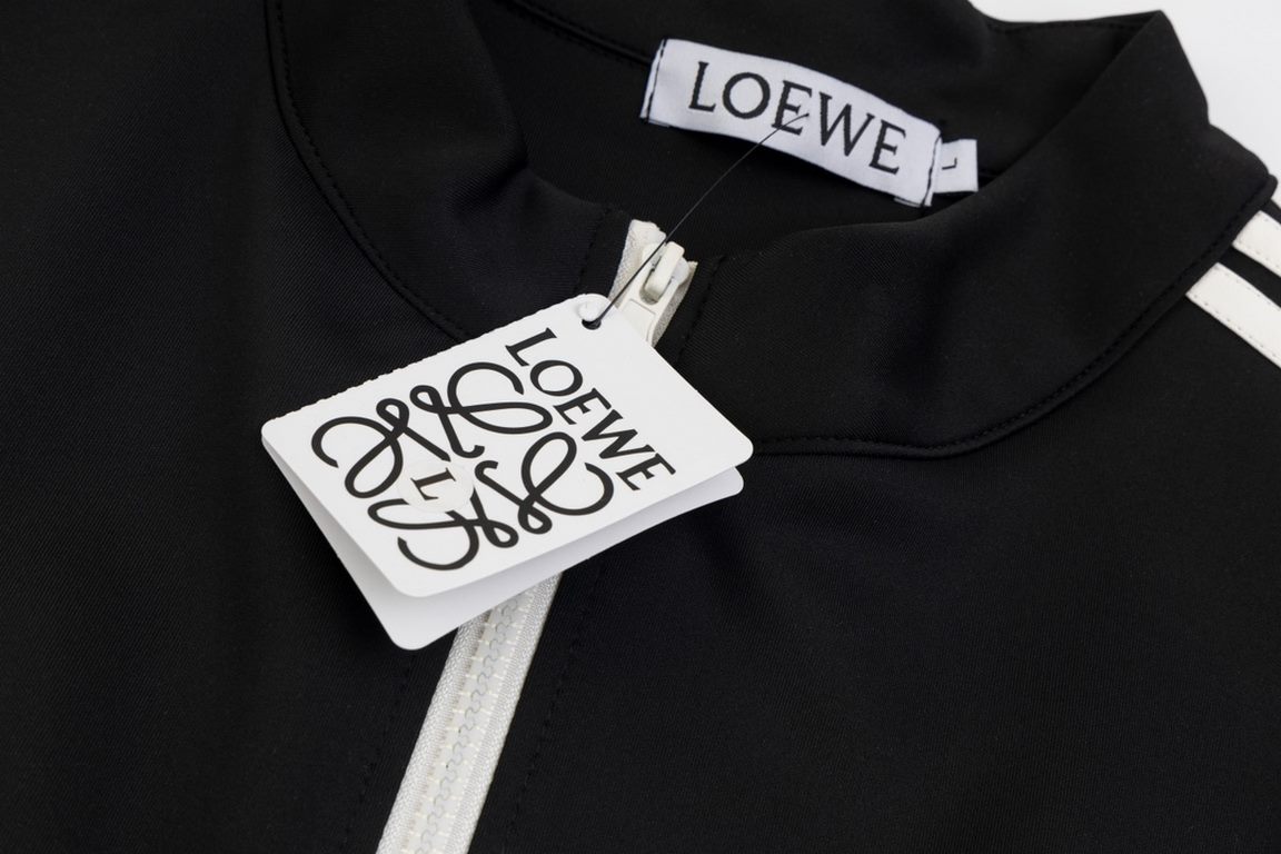 235Model No AB08LOEWE Loewe Fall New Heavy Embroidery Stripe Logo Standing Collar Loose Jacket CoatLIMITED SALE  ｜Super shape  ｜Men's and women's same model  Selected drape first-class composite double Korean silk high-g