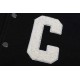 P355Celine Celine customized tweed classic large logo towel embroidery hooded baseball jacketShoulder patchwork leather design Fashionable and versatile Men and women couples with the same modelsXS- L