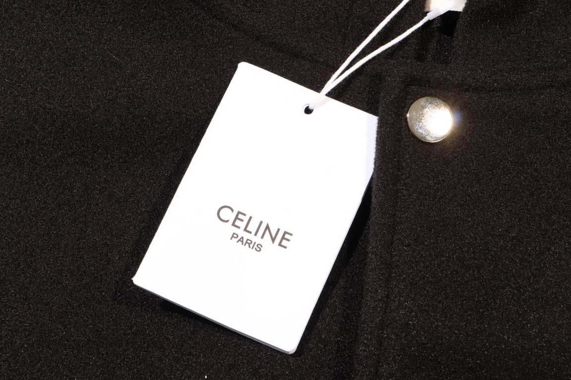 P355Celine Celine customized tweed classic large logo towel embroidery hooded baseball jacketShoulder patchwork leather design Fashionable and versatile Men and women couples with the same modelsXS- L