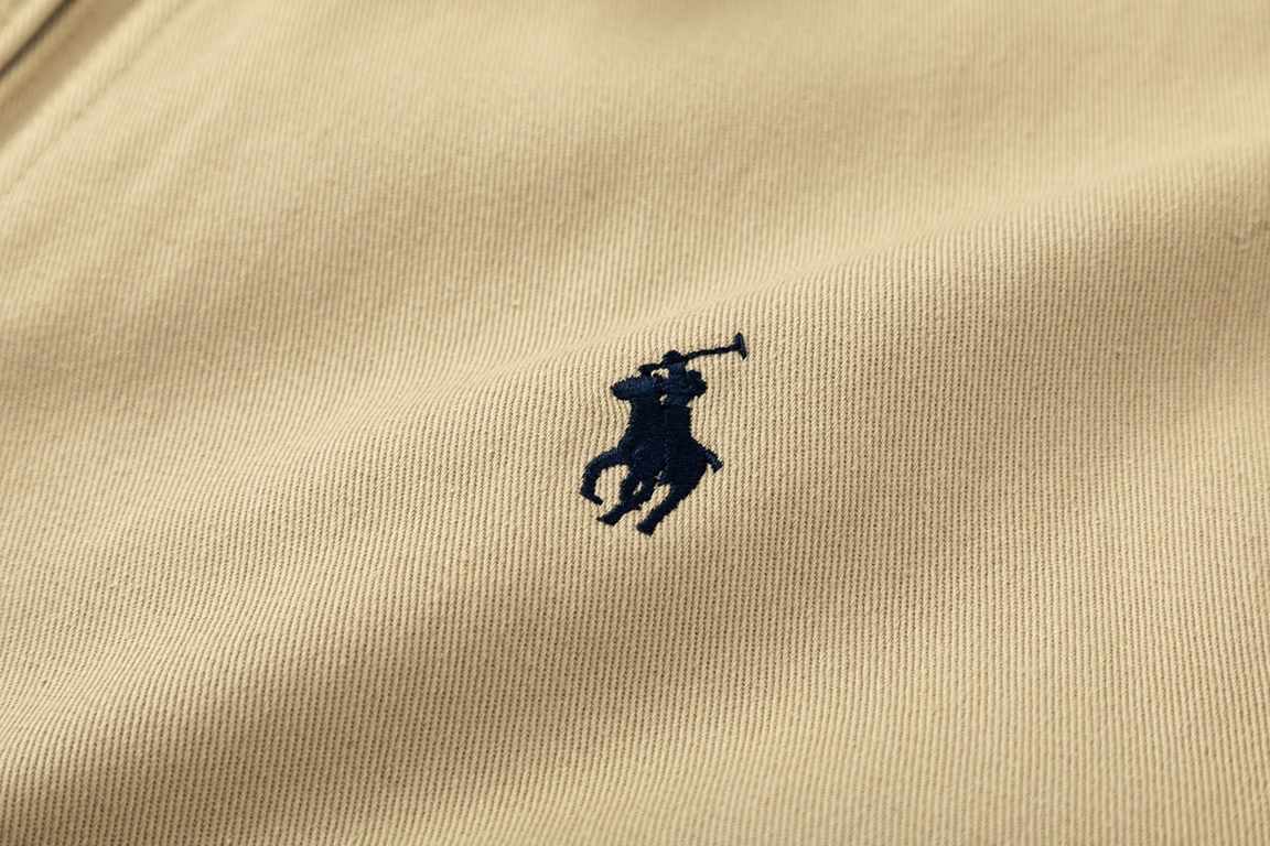 P285.#Ralph Lauren Ralph Lauren Classic War Horse Embroidered Logo Zipper Small Lapel 3 Color Casual JacketColor navy pink khakiSize S M L