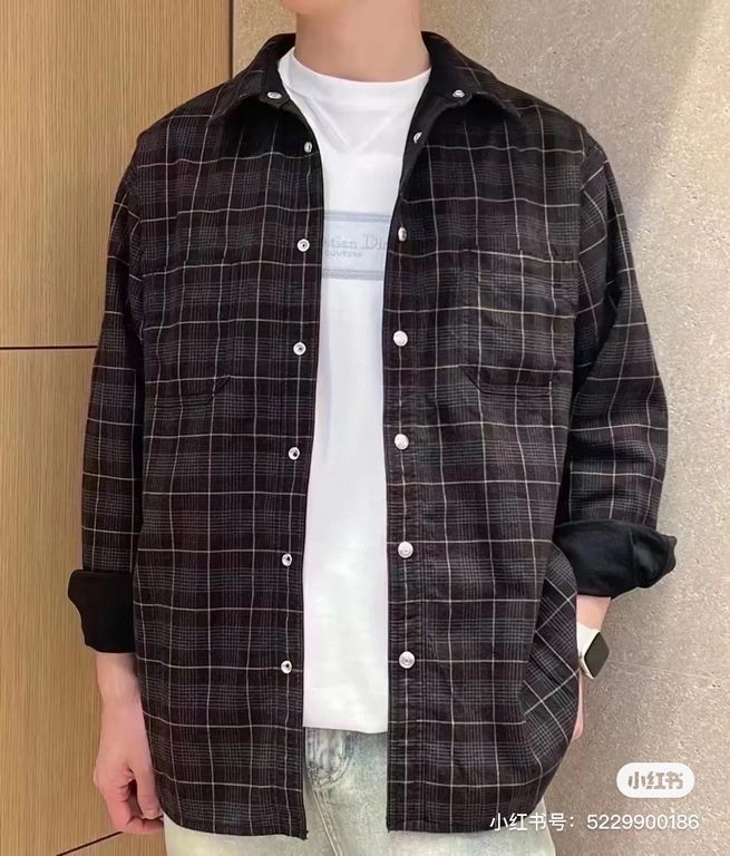 480 Dior Dior 2023 FW FallWinter New Reversible Denim Knit Shirt JacketSIZE 38394041Shirt Style Long Sleeve Design Pattern Dark Denim Canvas FabricsReverse side of the same color plaid knit fabricDenim sideBranded logo e