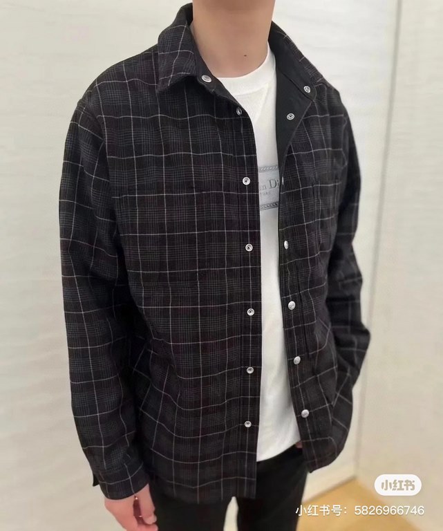 480 Dior Dior 2023 FW FallWinter New Reversible Denim Knit Shirt JacketSIZE 38394041Shirt Style Long Sleeve Design Pattern Dark Denim Canvas FabricsReverse side of the same color plaid knit fabricDenim sideBranded logo e