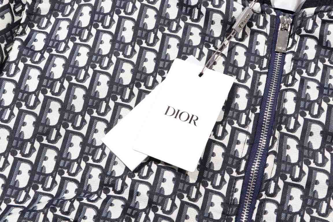 P385 Dior Dior 23 fall and winter new old flower letters full print logo zipperJacket Cotton Coat Coat XSSML