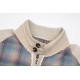 P445 Mason Mariela 2023 FW FallWinter NewLong-sleeved stand-up collar jacket with heavy-duty stitchingColorful plaid cutouts for specific shapesReverse stitching at shoulders and sleevesExposed cut linesHole in the colla