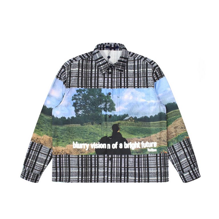 New  295Louis vitton23FW runway model rustic landscape oil painting shirt jacketLouis Vuitton's hot oil painting shirt jacket   Let's watch a movie together  !The entire garment digital direct spray checkered with the pa