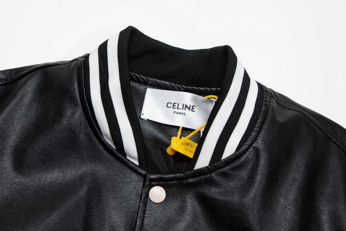 P375CELINE23 fall and winter couples models biker leather jacket jacket, super heavy craft foam embroidery LOGO leather jacket jacket locomotive girl favorite windproof waterproof super warm Oh 11 custom open mold zipper