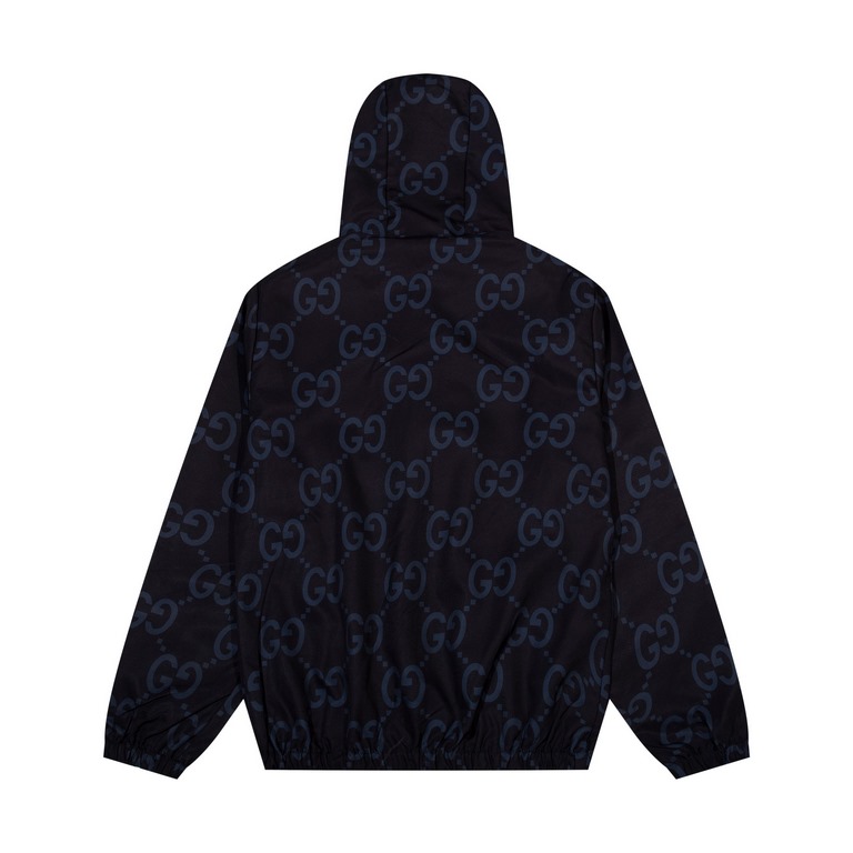 P260Gucci Gucci 24ss new explosive jacket men and women with the same hooded jacket customized accessories high quality fabric wearing comfortable and breathable full print double G details craft designColor BlackSize M 