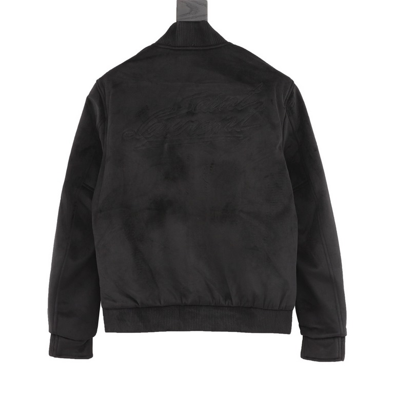 435Saint LaurentSaint Laurent Velvet Baseball JacketThe fabric uses a single layer of 300 grams of velvet fabric for composite The entire garment is up to nearly three pounds of weight The modulation of the fabric color 