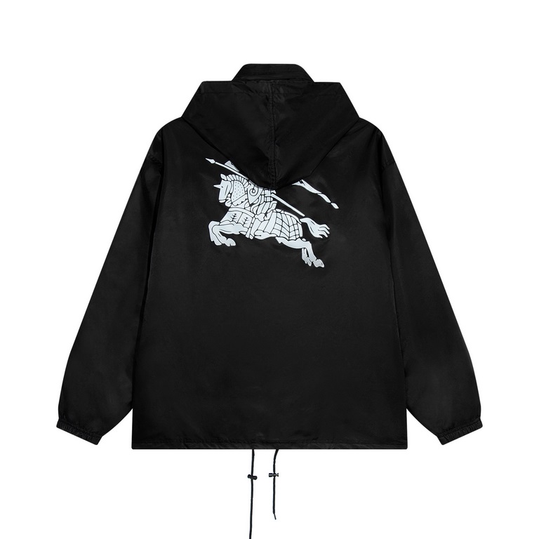 P335 Top quality Burberr Burberry 2023 AutumnWinter new Chest printed bbr logo letters Back printed exquisite war horse logo Hooded rushing jacket jacketColor blackSize XS-L