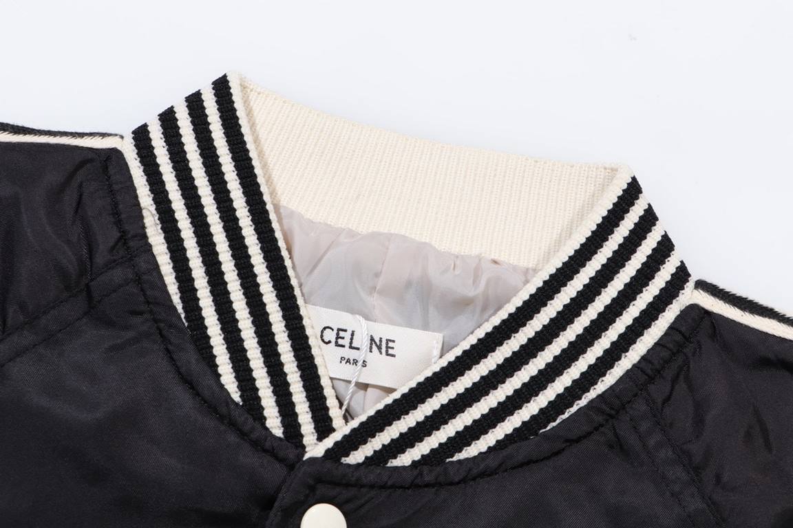 295 New first  Celine 23FW Forged Nylon Baseball Jacket!Made by Zp24130! Original custom woven webbing on the sleeves, custom dyed zipper tape on the pockets, custom high quality cotton thread on the collar and hem, high