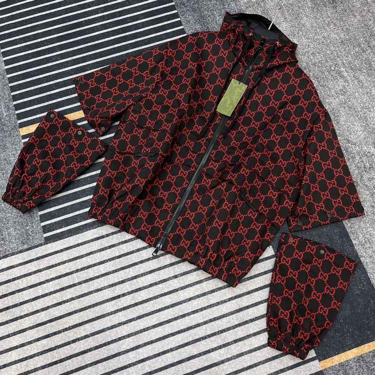 P505 GG Nylon Gingham Jacket w Detachable SleevesSize S-XLGucci's Spring 2024 collection draws inspiration from cool seasonal colors and textures for a new urban look. This casual jacket is crafted from gray and black GG