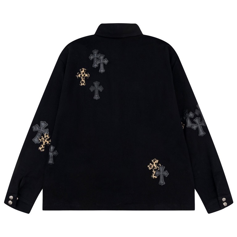 P310 top version Differentiated Shipping)Chrome Hearts Leather Cross Leather Embroidered Shirt Jacket !OS fit can be worn by both men and women! The fabric is made of twill yarn carded cotton! The grain is clear and smoo