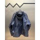 p505 LOEWE Loewe Nylon Hooded JacketMade of medium-weight, water-resistant, compact, glossy nylon, hooded collar with visor and leather drawstring, raglan sleeves with hidden ribbed knit cuffs, Anagram embroidery at hem,