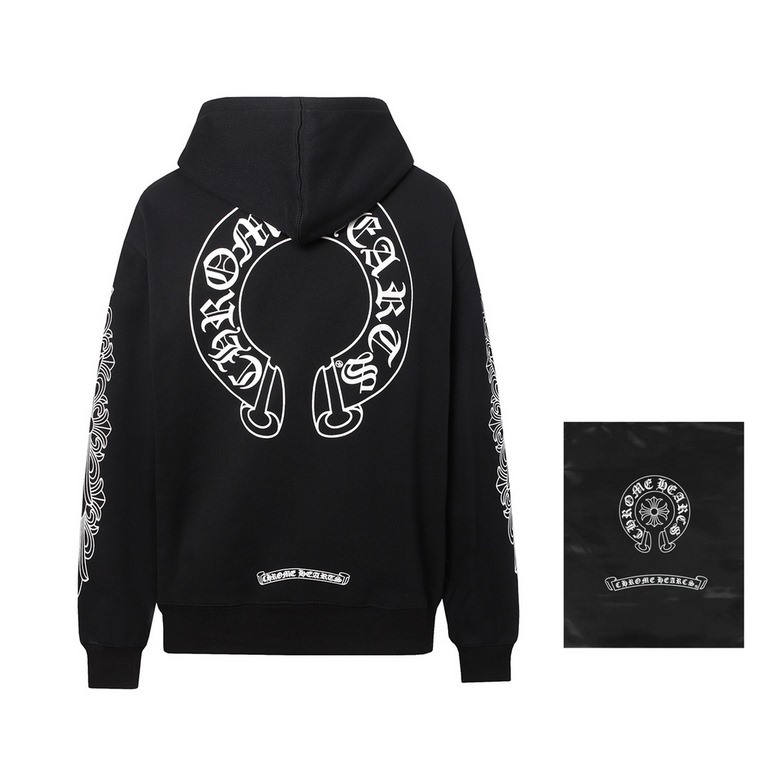 L15  350 with nylon bag.Chrome Hearts CH Chrome Hearts Scrolls Sanskrit Horseshoe Print Cardigan SweatshirtPrinted on direct-printing imported machinesCustomized hardware and accessoriesCorrectly configured Black 2023 Ch