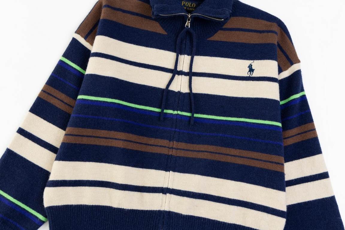 280Model Number AB01Ralph Lauren Ralph's newest color matching women's knit compound zipper cardiganVery colorful striped Hanli Hanqi knitted cardigan with a bit of retro flavor   Super chic striped cardigan!It is a must