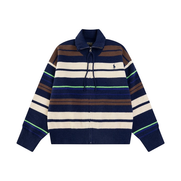 280Model Number AB01Ralph Lauren Ralph's newest color matching women's knit compound zipper cardiganVery colorful striped Hanli Hanqi knitted cardigan with a bit of retro flavor   Super chic striped cardigan!It is a must