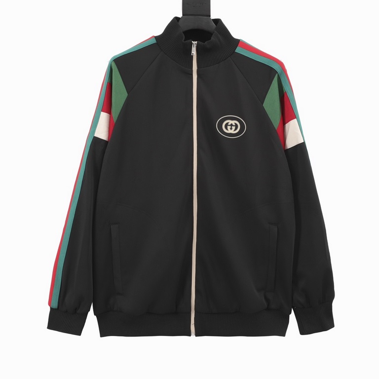 Next day shipping  370 (support put in store)GUCCIGucci 23ss Tricolor Stripe Embossed Zipper JacketOriginally purchased for 8,500, polyester fabric, clashing stripes on both sides of the sleeve tubes, interlocking double