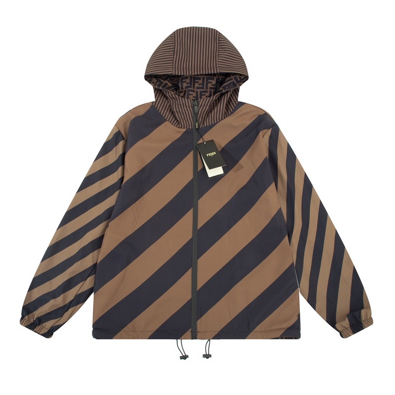 P345FENDI Fendi Patchwork reversible jacket. Twill print High-end version2023ss new trench coat jacket Customized imported memory fabrics to create   The pursuit of high-end style, feel great , the version is not picky, 