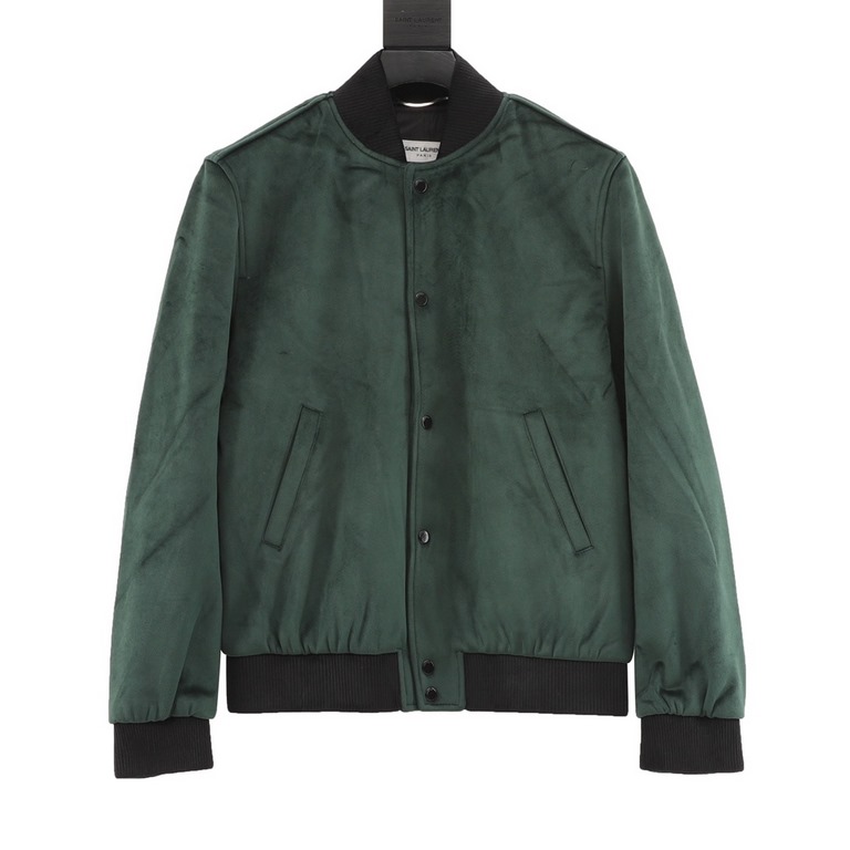 435Saint LaurentSaint Laurent Velvet Baseball JacketThe fabric uses a single layer of 300 grams of velvet fabric for composite The entire garment is up to nearly three pounds of weight The modulation of the fabric color 