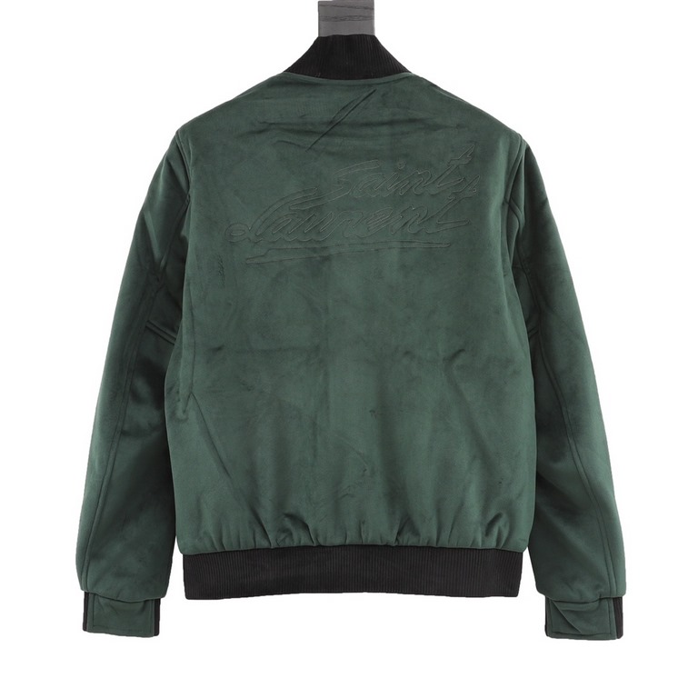 435Saint LaurentSaint Laurent Velvet Baseball JacketThe fabric uses a single layer of 300 grams of velvet fabric for composite The entire garment is up to nearly three pounds of weight The modulation of the fabric color 