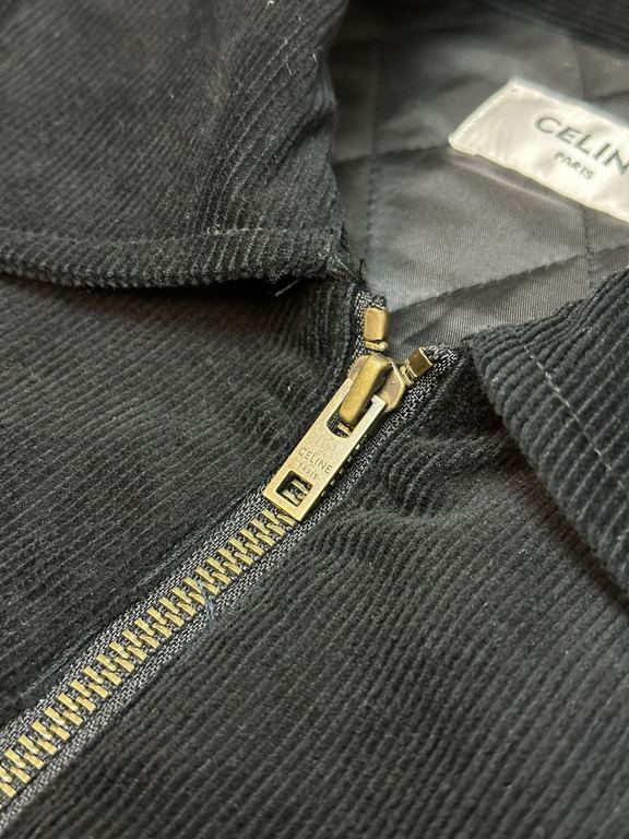 p455 Celine Corduroy Zip JacketThe fabric is made of 100% cotton 14 pits without elasticity and Tencel lining rows of 1400 cotton, the letters are customized wool microfiber, each letter needs computerized molding After 