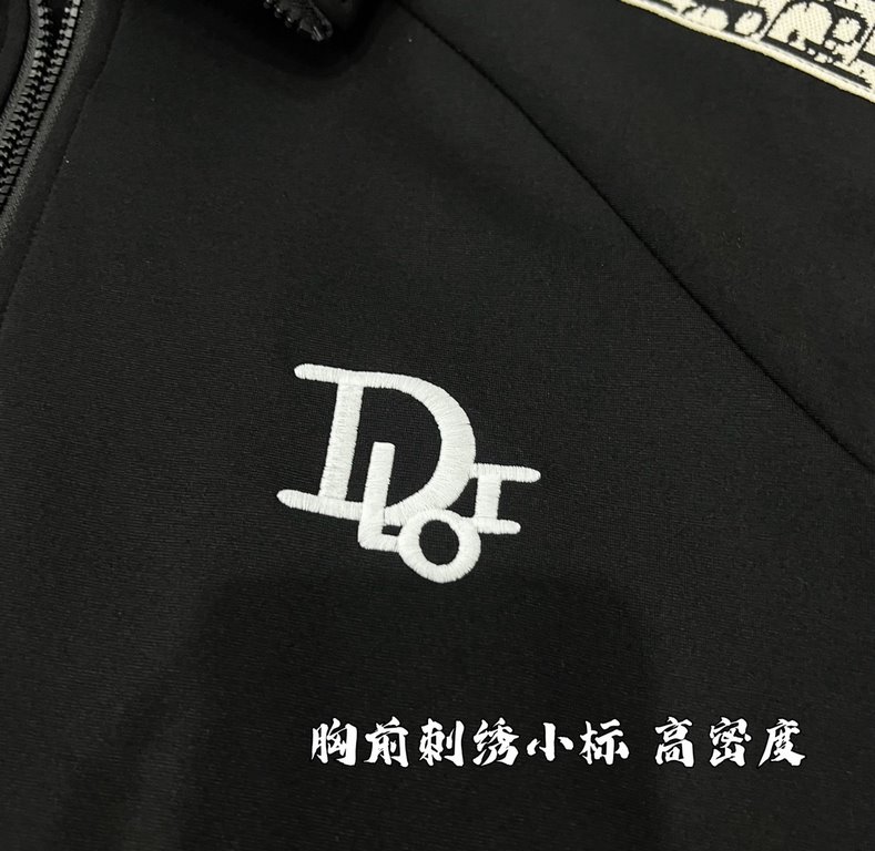 250 Dior Full Print Webbing Embroidered Small Label JacketDIOR official website ZP synchronization new jacket400gsm Roman gold fabricClassic logo embroidered on the chestSleeve shoulder full print classic logo webbing co