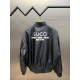 p455 Gucci Eung Lei same letter print color collision baseball jerseyCrafted from blueblack nylon, this aviator jacket features a color-blocked print on the back for a subtle fashion aesthetic. Featuring a padded lining,