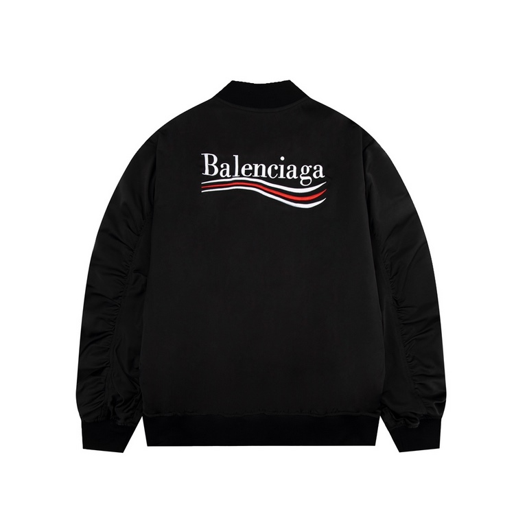 P290High qualityBALENCIAGA Paris 23ss new baseball jacket Golden Coke embroidery logo original hardware accessories XSSML