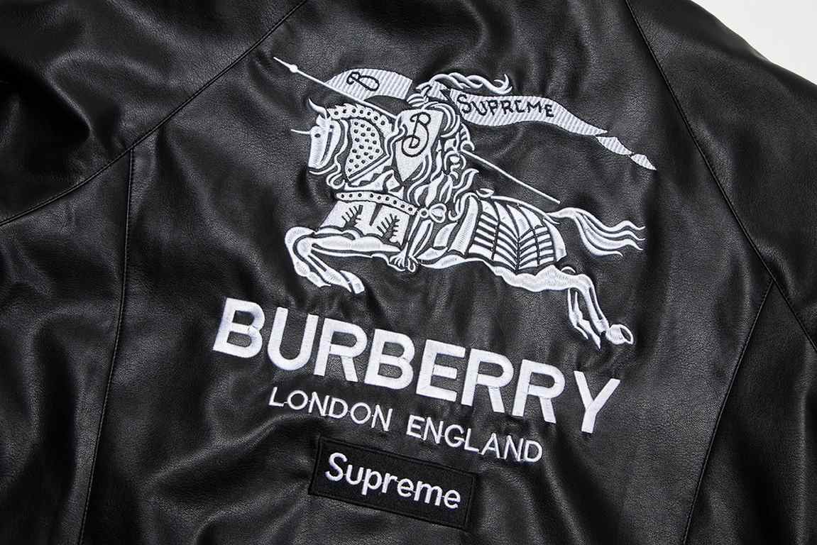 P375Burberry 23 fall and winter couples models biker leather jacket jacket, super heavy craft foam embroidery LOGO leather jacket jacket motorcycle girl favorite windproof waterproof super warm Oh 11 custom open mold zip