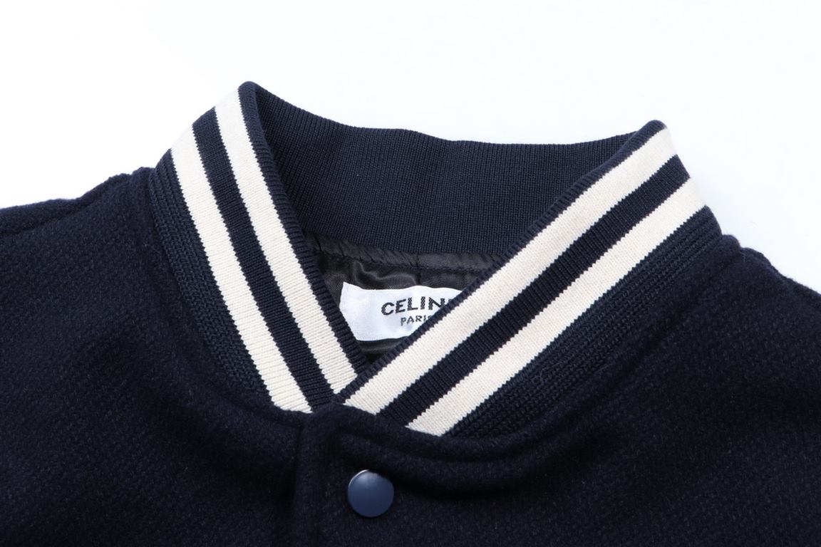 355Celine Celine classic back letters towel embroidery wool baseball jacket, the shape is strong and stylish small collar design is also very like it Touch feel also comfortable cuffs thread all horizontal machine custom