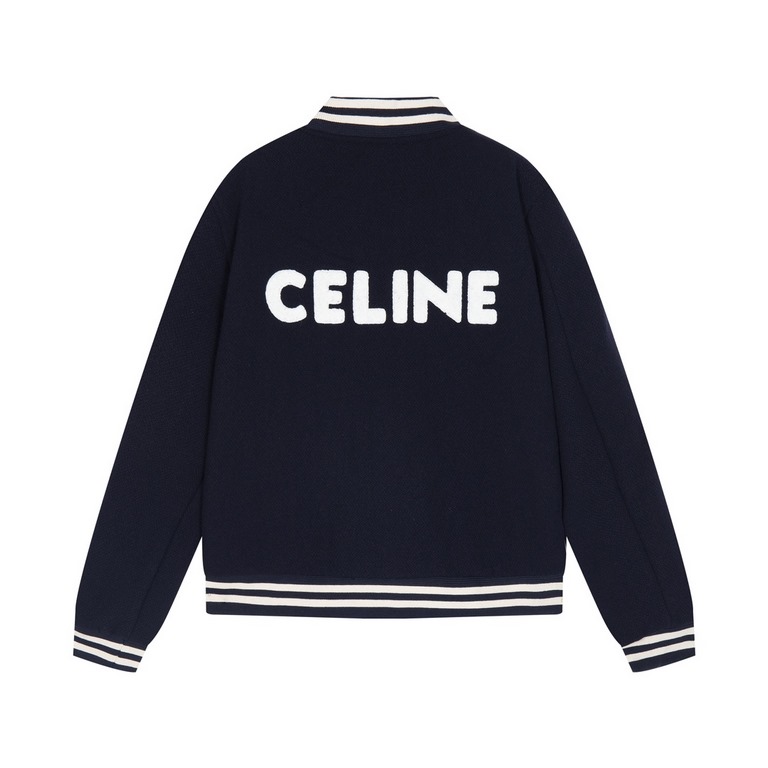 355Celine Celine classic back letters towel embroidery wool baseball jacket, the shape is strong and stylish small collar design is also very like it Touch feel also comfortable cuffs thread all horizontal machine custom