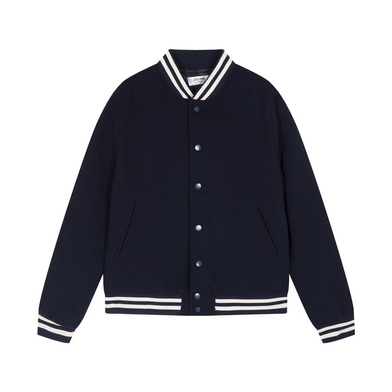 355Celine Celine classic back letters towel embroidery wool baseball jacket, the shape is strong and stylish small collar design is also very like it Touch feel also comfortable cuffs thread all horizontal machine custom