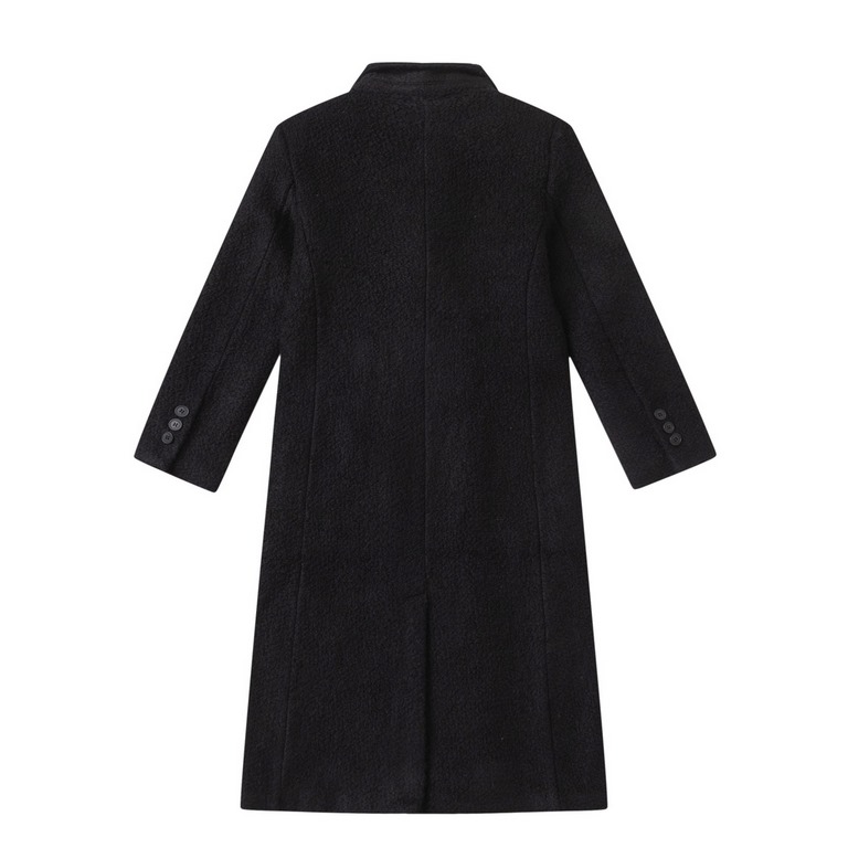 445 #SAINT LAURENTSaint Laurent FW23 Pure Color Double Breasted Mid-Length Wool CoatColor blackSize S M L