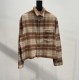 390 CELINE CELINE 23 FallWinter Checked Wool Short Shirt (Women's)SIZE SMLEmbroidered country style plaid wool short coat collar shirtClassic cashmere plaid shirt Brand logo pattern sewn on chest1 patch pocket on chest B