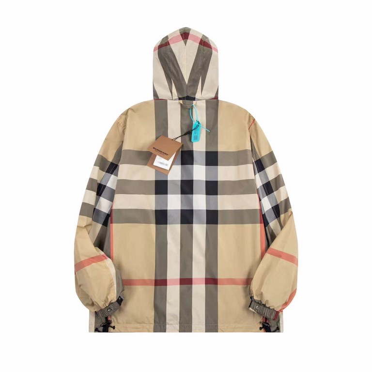 P350 BBR 23FW Classic Large Plaid Reversible Jacket Coat Button VersionCustom weaving and dyeing khaki plaid fabric, plaid size and zp consistent, the difference between the market ready-made fabric plaid large 1cm glanc