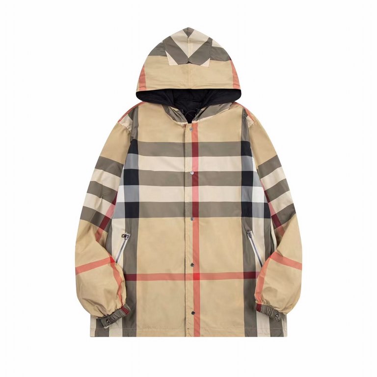 P350 BBR 23FW Classic Large Plaid Reversible Jacket Coat Button VersionCustom weaving and dyeing khaki plaid fabric, plaid size and zp consistent, the difference between the market ready-made fabric plaid large 1cm glanc