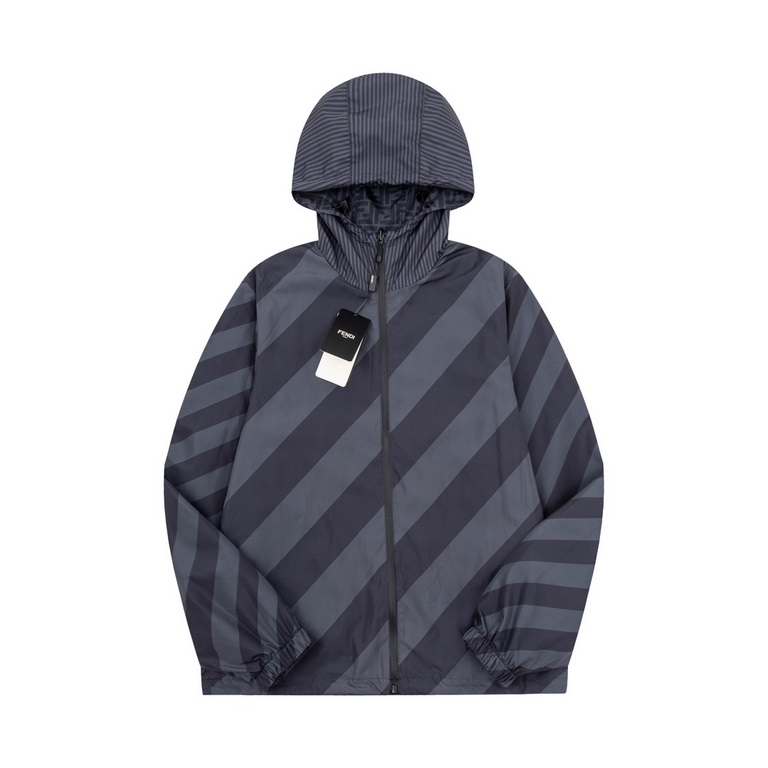 P310 FEND  Fendi full printed logo reversible jacket.Divided into striped face and full logo jacquard face, two styles switch at will, the style does not need to say more, low-key luxury, both sides take away the classic