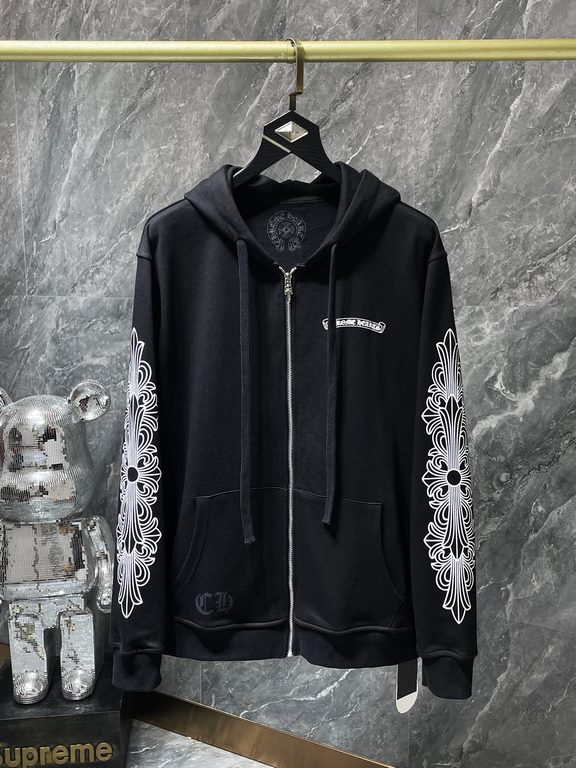 220 Chrome Hearts FallWinter2023 Counter synchronized  Chrome Hearts Pink Sword Short Sleeve Zipper SweatshirtImproved customized version 1 to 1 high gram weight quality fabricsRecommended colors white blackSize S, M, L,