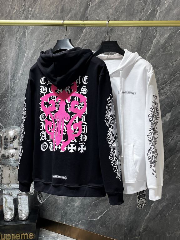 220 Chrome Hearts FallWinter2023 Counter synchronized  Chrome Hearts Pink Sword Short Sleeve Zipper SweatshirtImproved customized version 1 to 1 high gram weight quality fabricsRecommended colors white blackSize S, M, L,